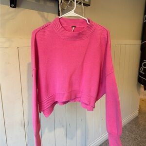 Free People Bright Pink Knit Sweater